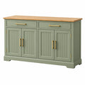 Aparador 160 x 45 x 90 cm de madera verde con encimera natural - almacenaje clásico