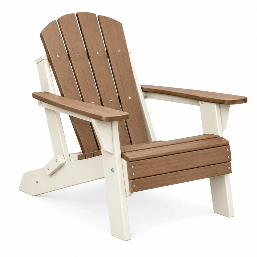 Sillón Adirondack 83 x 78 x 98 cm de plástico efecto madera marrón crema para exterior