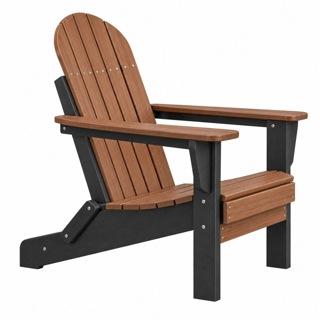 Silla Adirondack 86 x 76 x 98 cm de plástico marrón y negro para exterior estilo clásico