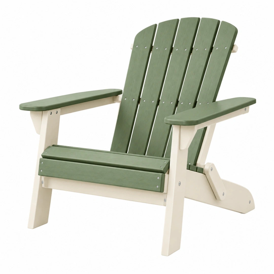 Silla Adirondack de exterior 83 x 76 x 98 cm de plástico verde y beige plegable