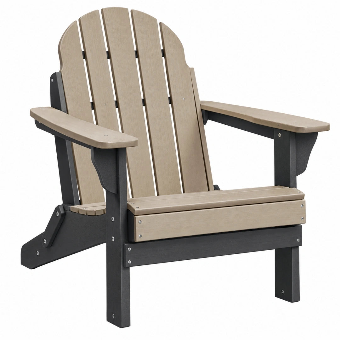 Silla Adirondack de exterior 79 x 89 x 95 cm en polietileno beige y negro - respaldo alto