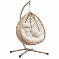 Sillón colgante 105 x 105 x 195 cm de ratán sintético beige con soporte metálico