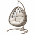 Sillón colgante 105 x 105 x 195 cm de metal y ratán sintético beige para exterior