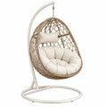 Sillón colgante 105 x 105 x 195 cm de fibra sintética beige y metal blanco para interior y exterior