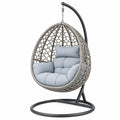 Sillón colgante con soporte 105 x 105 x 195 cm de metal y ratán sintético gris para jardín