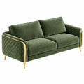 Sofá de 2 plazas 180 x 90 x 85 cm de terciopelo verde con patas doradas estilo glam