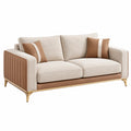 Sofá de dos plazas 170 cm tapizado beige y marrón estilo moderno