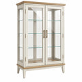 Vitrina 100 x 40 x 180 cm de madera y vidrio blanco y natural estilo clásico con 2 puertas