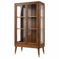 Vitrina 90 x 42 x 180 cm de madera marrón con puertas de cristal estilo moderno