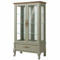 Vitrina 85 x 40 x 180 cm de madera y vidrio verde grisáceo estilo clásico con cajón