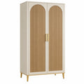 Armario 90 x 50 x 180 cm de madera beige y natural con puertas acanaladas estilo moderno
